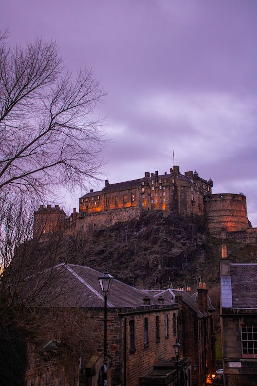 view of the edinburgh caste in the sunset