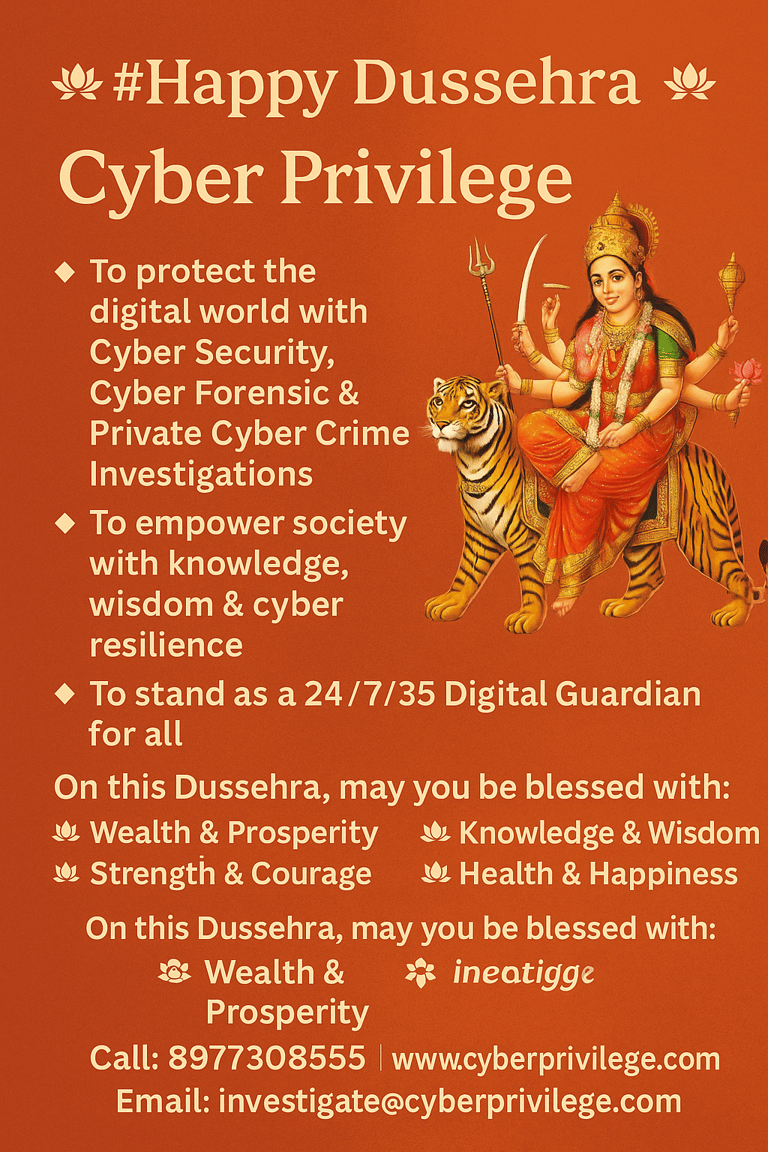Happy Dussehra from Cyber Privilege 8977308555 to clients