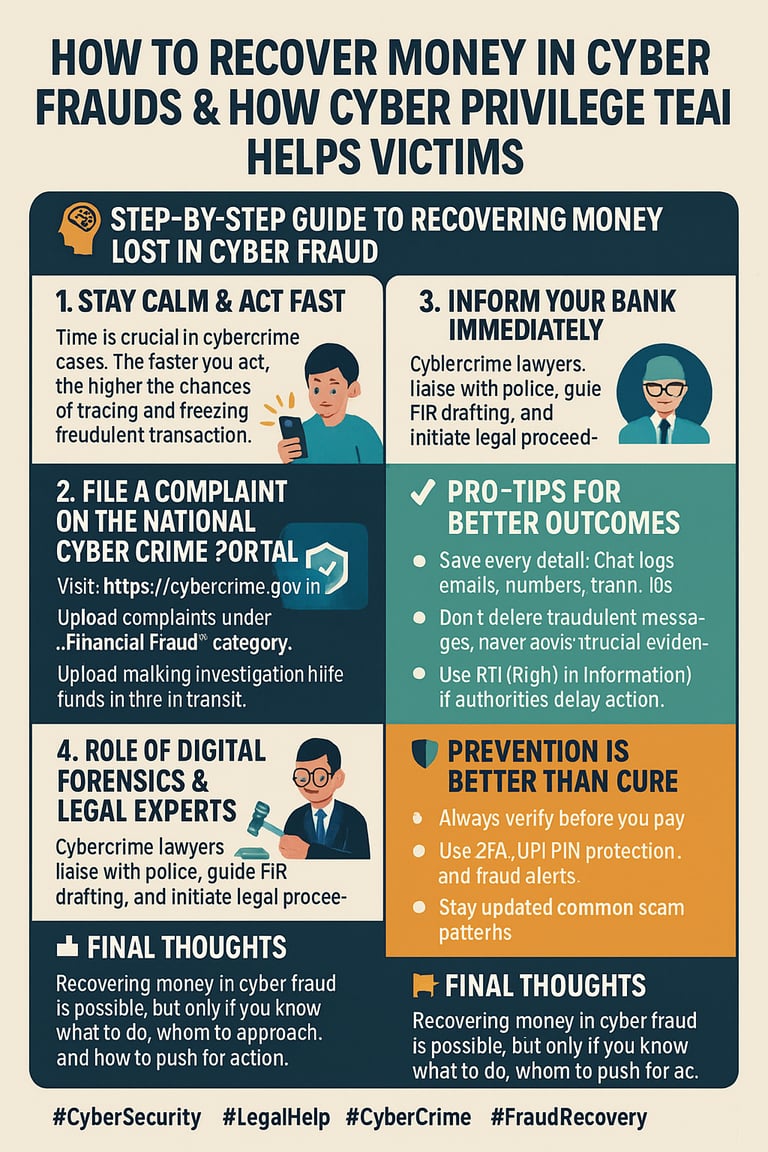 How to Recover Money in Cyber Frauds & How Cyber Privilege Team helps Victims