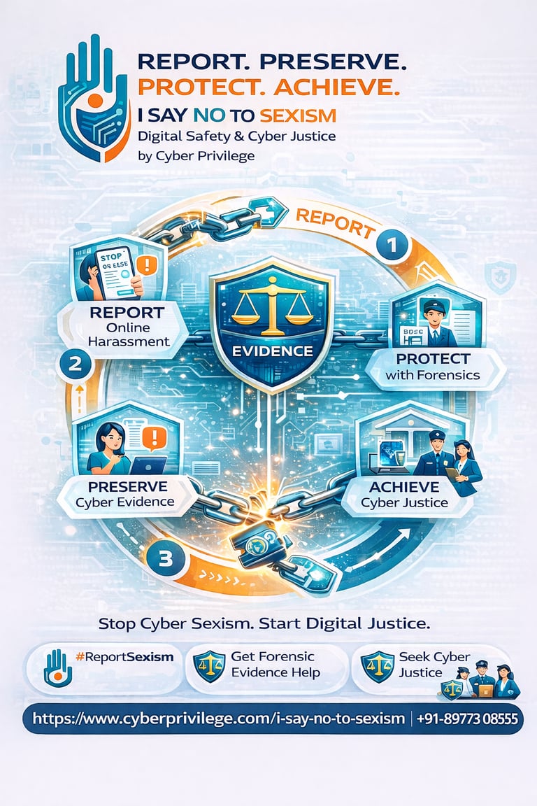 I Say No To Sexism Digital Safety, Evidence Cyber Justice 8977308555 Cyber Privilege Private
