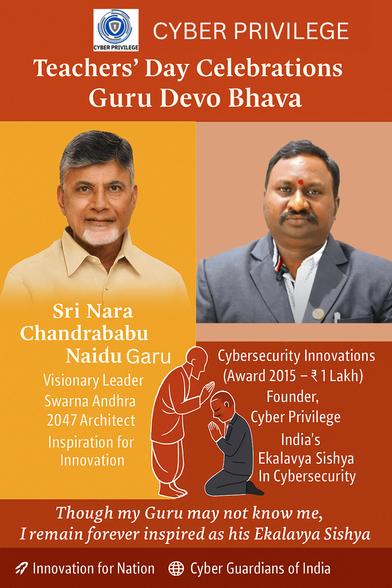Teachers Day Celebrations at Cyber Privilege Sri Nara Chandrababu Naidu Garu  Swarna Andhra Vision 2047 Ekalavya Sishya vimal