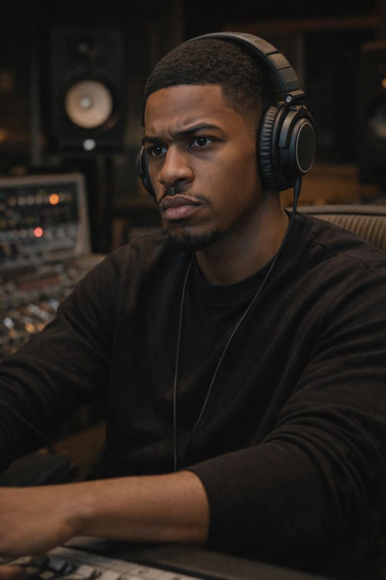 a man in a recording studio with headphones and headphones