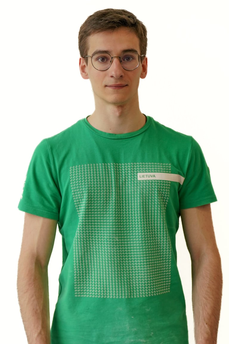 a man in a green shirt
