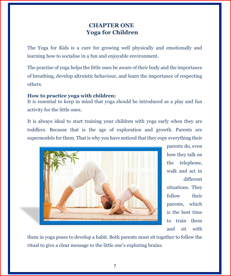 Book page of a childrens yoga book