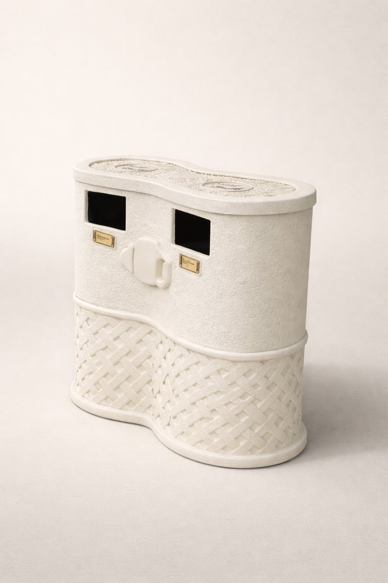 bote de basura de dos entradas en fibra de vidrio