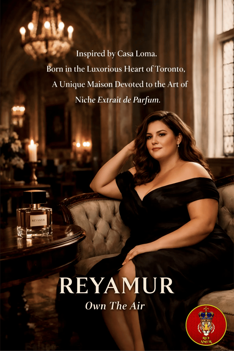 Woman holding luxury perfume REYAMUR extrait 40%