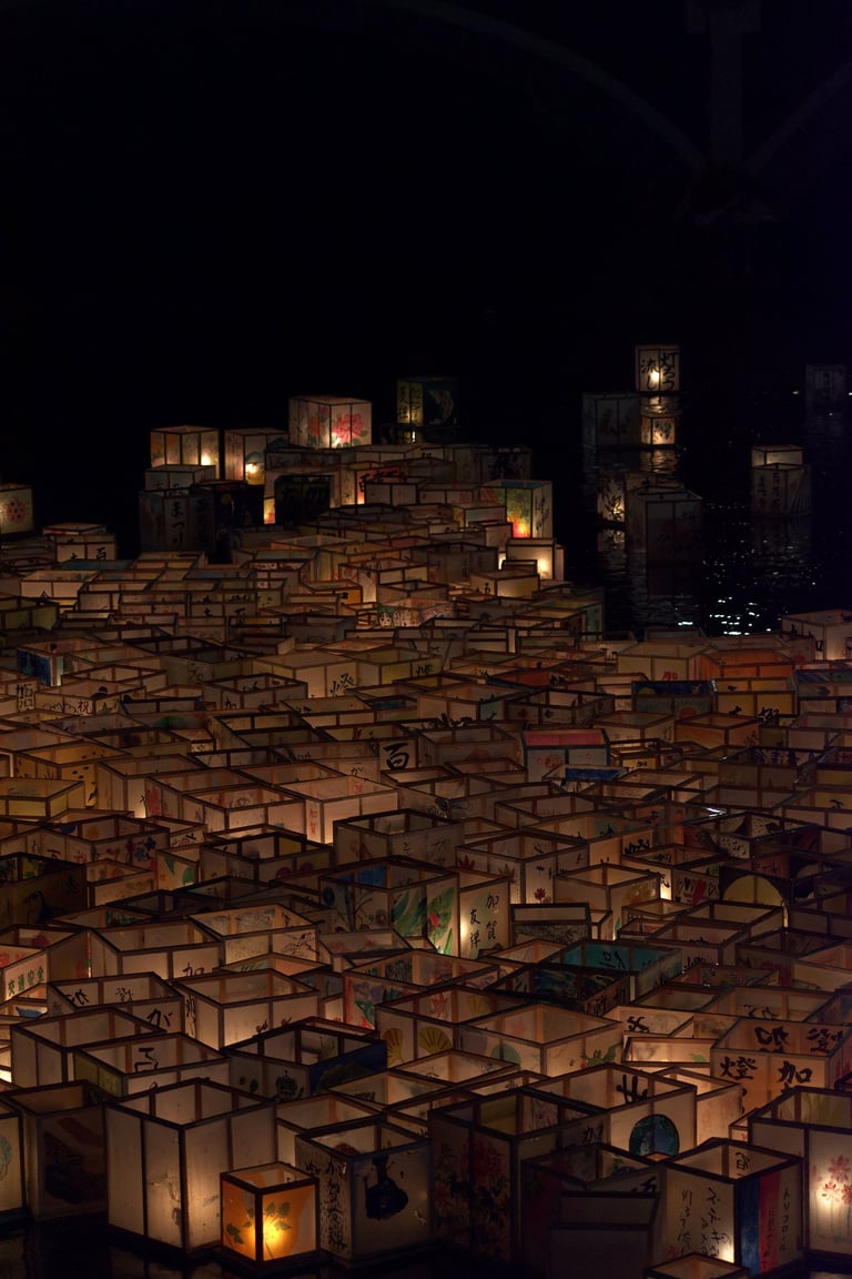 "The Many & The Few" - Tōrō nagashi on Asano river in Kanazawa, Japan