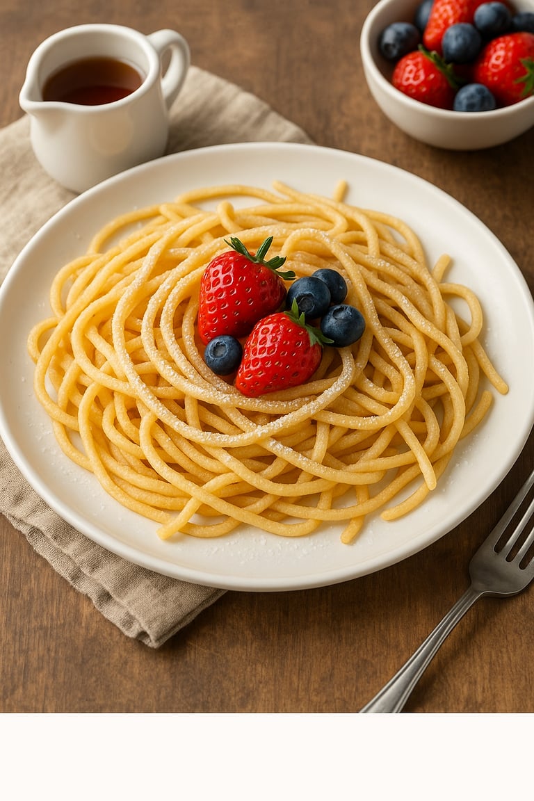 Pancake spaghetti on plate