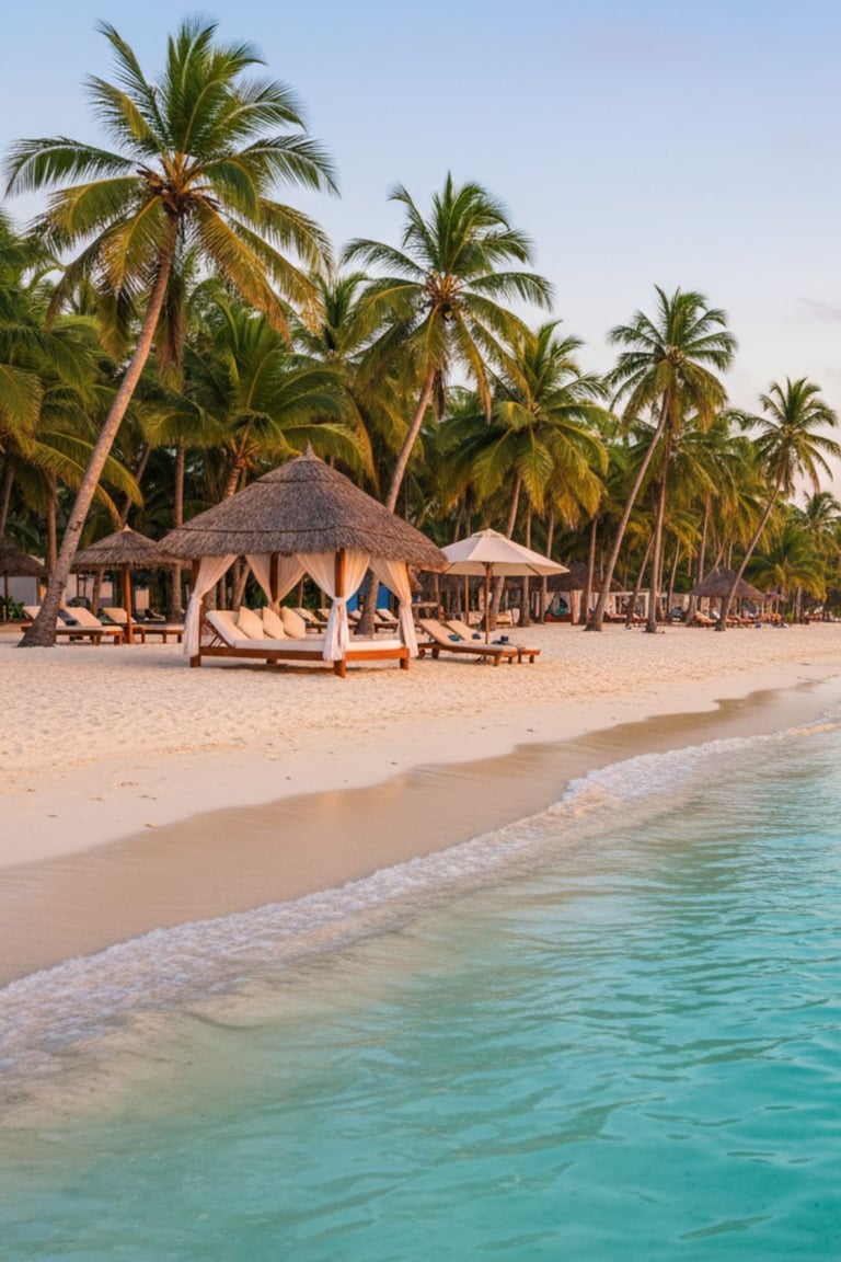 photo plage avec des transats