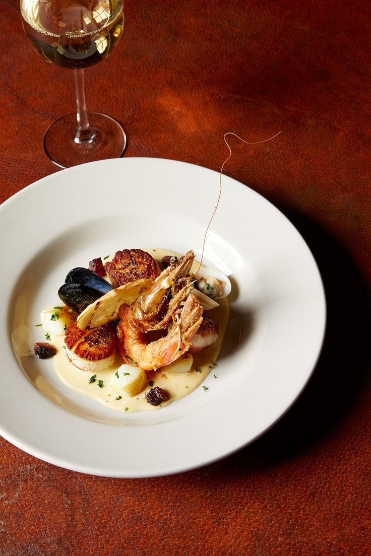 Variety of Seafood with White Sauce