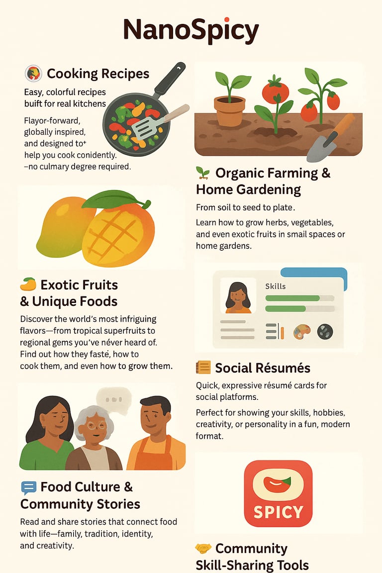 Cooking recipes and organic farming