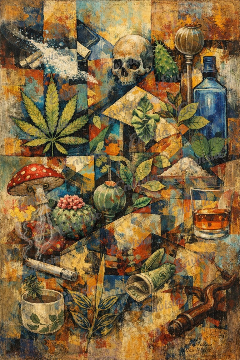 Contemporary abstract composition featuring strong contrast and expressing provocation.