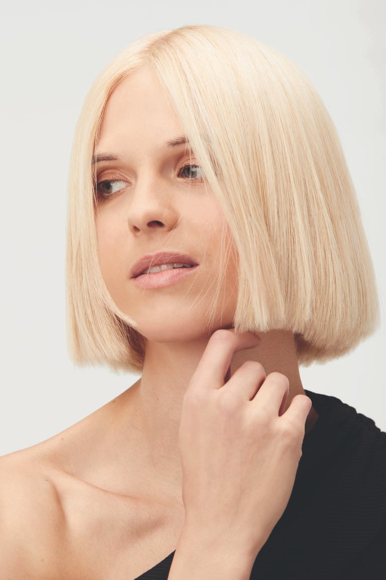 a woman with blonde hair 