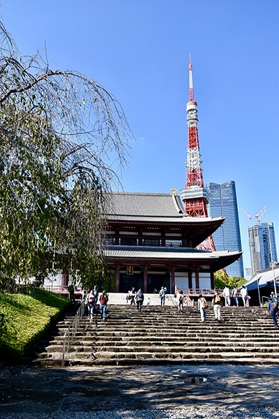 Vue de la Tokyo Tower depuis Zōjō-ji temple