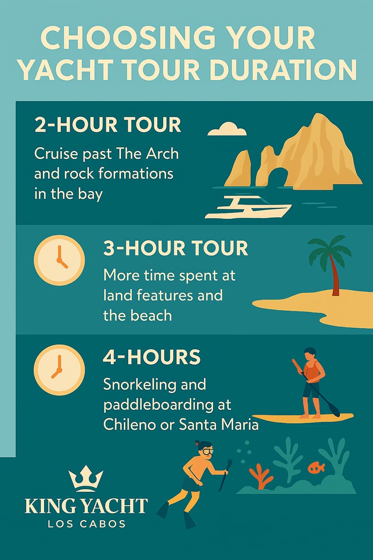 yacht tour durations in cabo san lucas