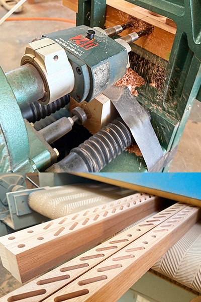 Boring dowel holes and sanding the frame