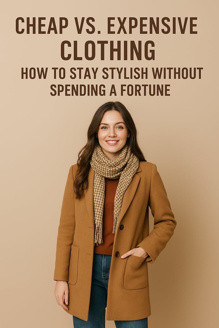 a woman in a camel coat with a scarf around her neck