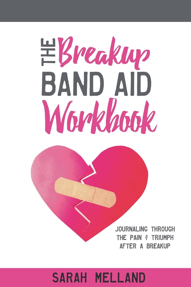 Cover of “The Breakup Band Aid Workbook” by Sarah Melland. Guided prompts for heartbreak recovery