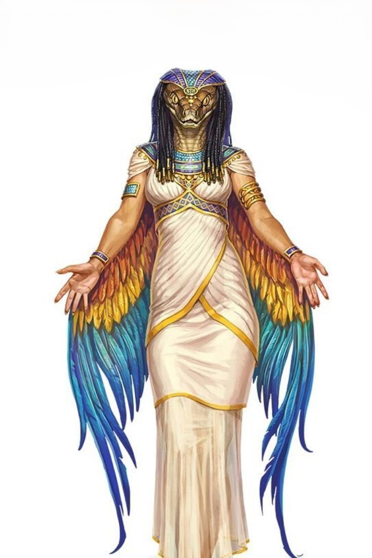 snake-headed ancient Egyptian woman art