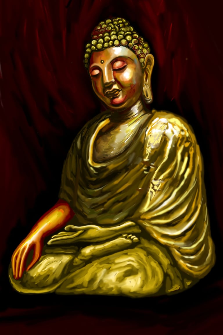 portrait painting of lord buddha from budhism 