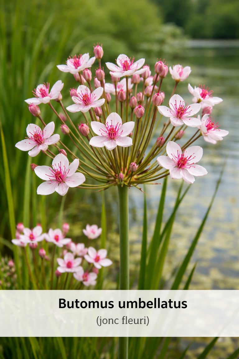 butomus umbellatus plante aquatique bassin paysager Domaine du Parc Belbeuf