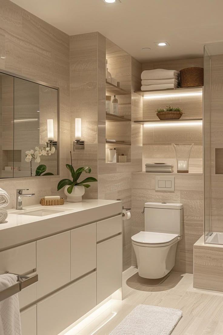 sade ve şık banyo dekorasyonu uygulaması
