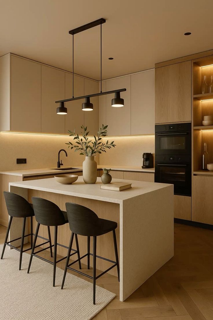 Minimal detaylarla tasarlanmış modern mutfak tasarımı