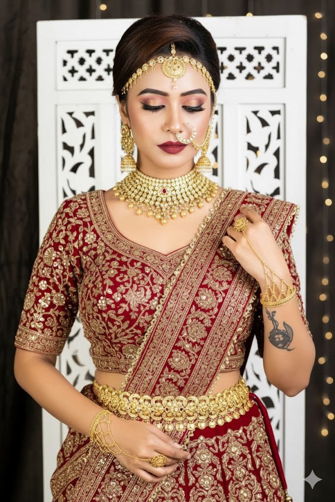 City Girl Jewellery - 24ct Gold-Plated Copper Bridal Nath – Floral Design Nose Ring for Brides