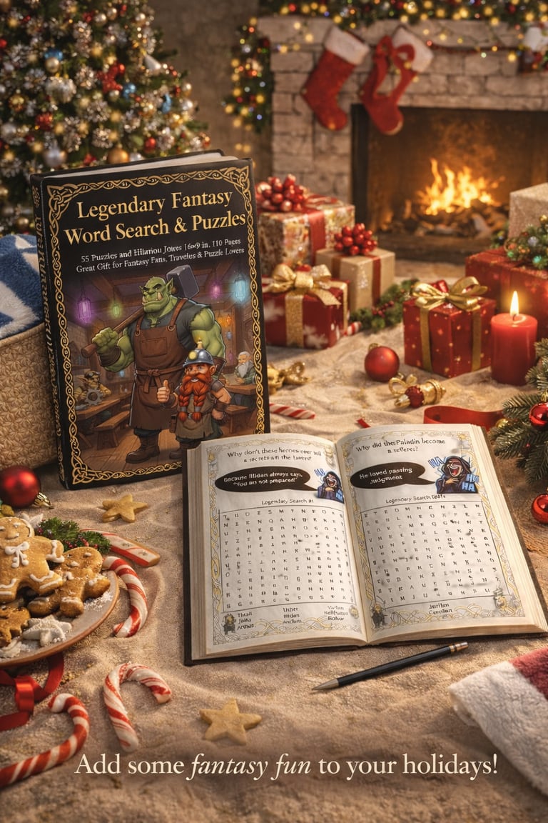 WoW Midnight, fantasy book, puzzle collection, word searches, mazes, funny jokes, travel size, screen free, family fun, cozy