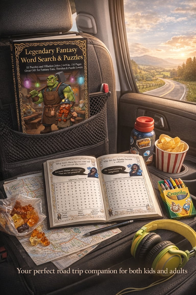 WoW Midnight, fantasy book, puzzle collection, word searches, mazes, funny jokes, travel size, screen free, family fun, cozy