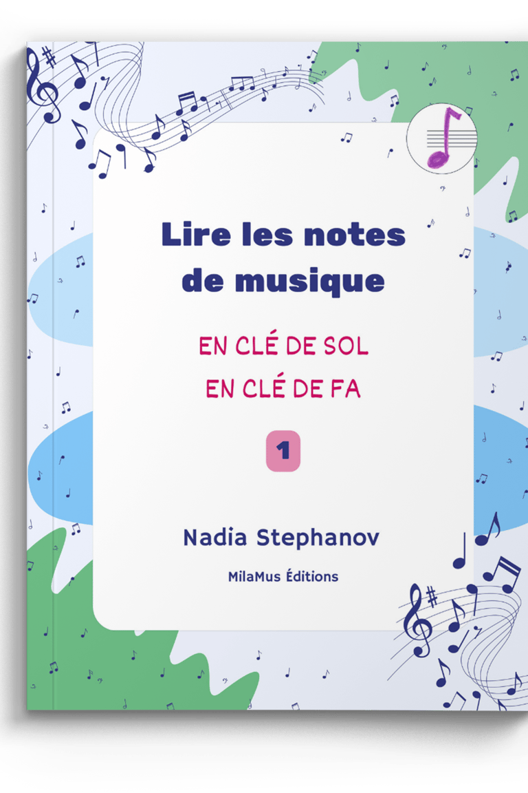 a book with a picture of a musical notepad