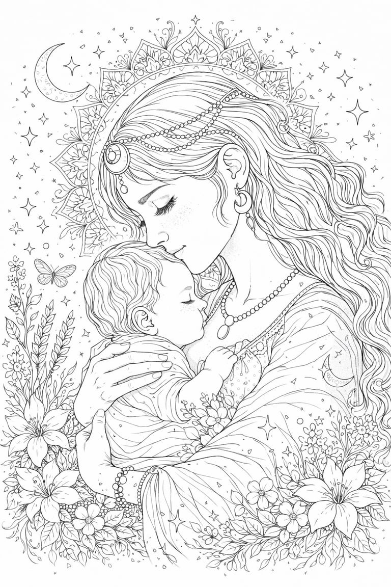 Pregnancy coloring pages and motherhood printable art