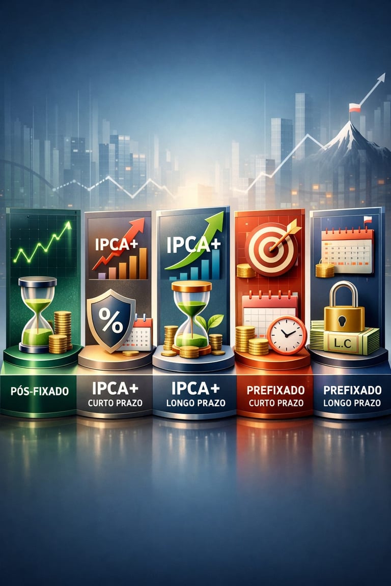 Essa imagem representa as cinco classes de investimentos de renda fixa