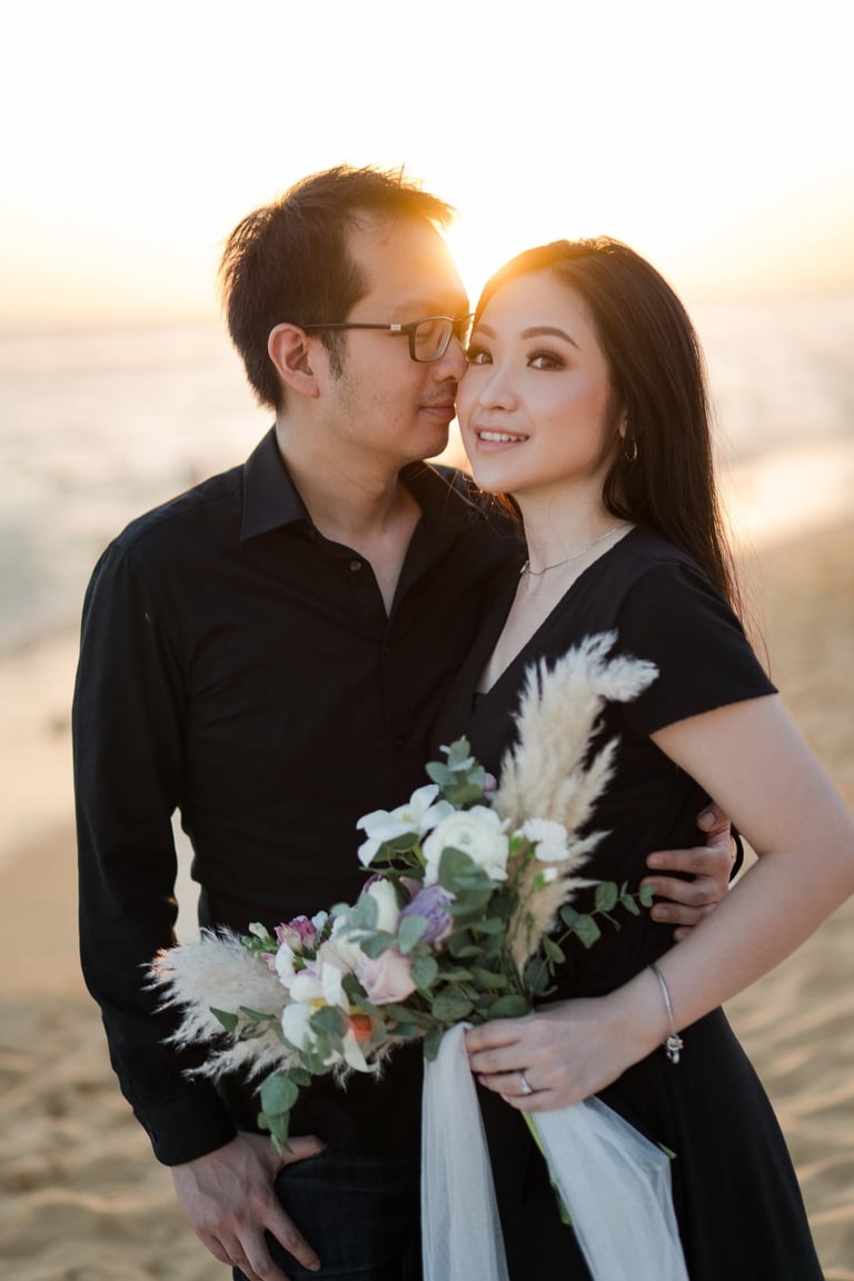 Elegant prewedding couple portrait at Melasti Beach South Bali