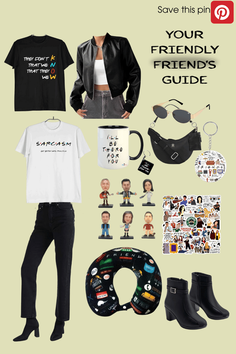 FRIENDS merchandise, t-shirts, jacket, sungless, keychain, boots, stickers, mugs, shop on amazon