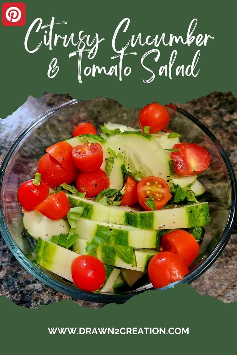 a bowl of salad with tomatoes and cucumberss