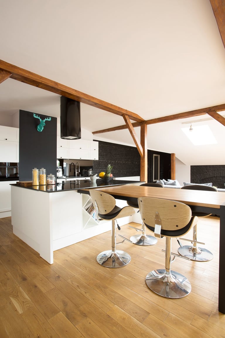 cuisine ouverte avec table haute