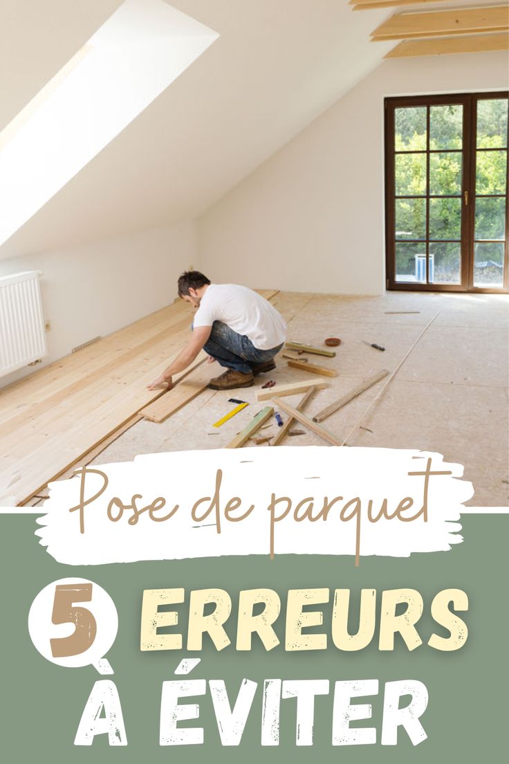illustration d'un ouvrier posant du parquet en bois massif dans une pièce baignée de lumière