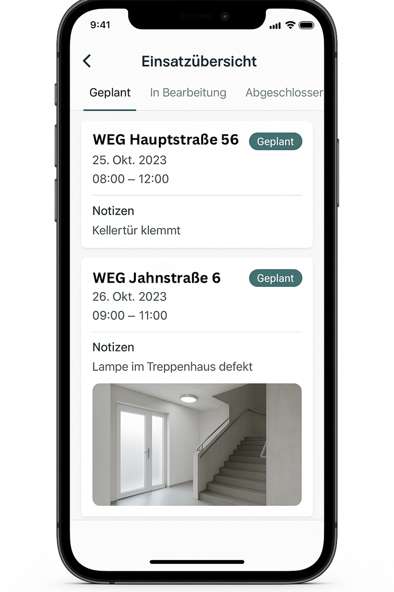 a phone screen showing a picture of a house with a staircase
