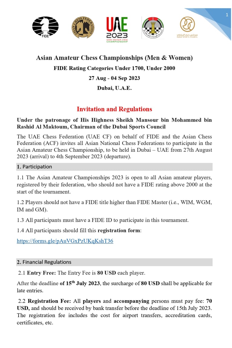 Asian Amateur Chess Championships 2023 by Asian Chess Federation & UAE Chess & FIDE Chess