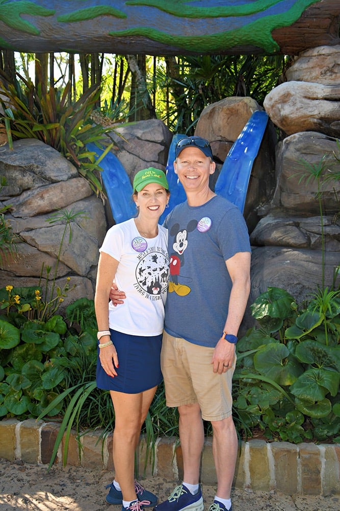 Kim Hartless pictured with her husband at Disney's Animal Kingdom® Park.