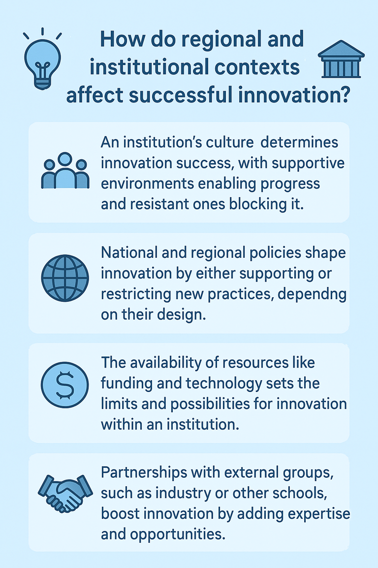 Impact of regional contexts, culture impacts success, local policies, reproducing, partnerships