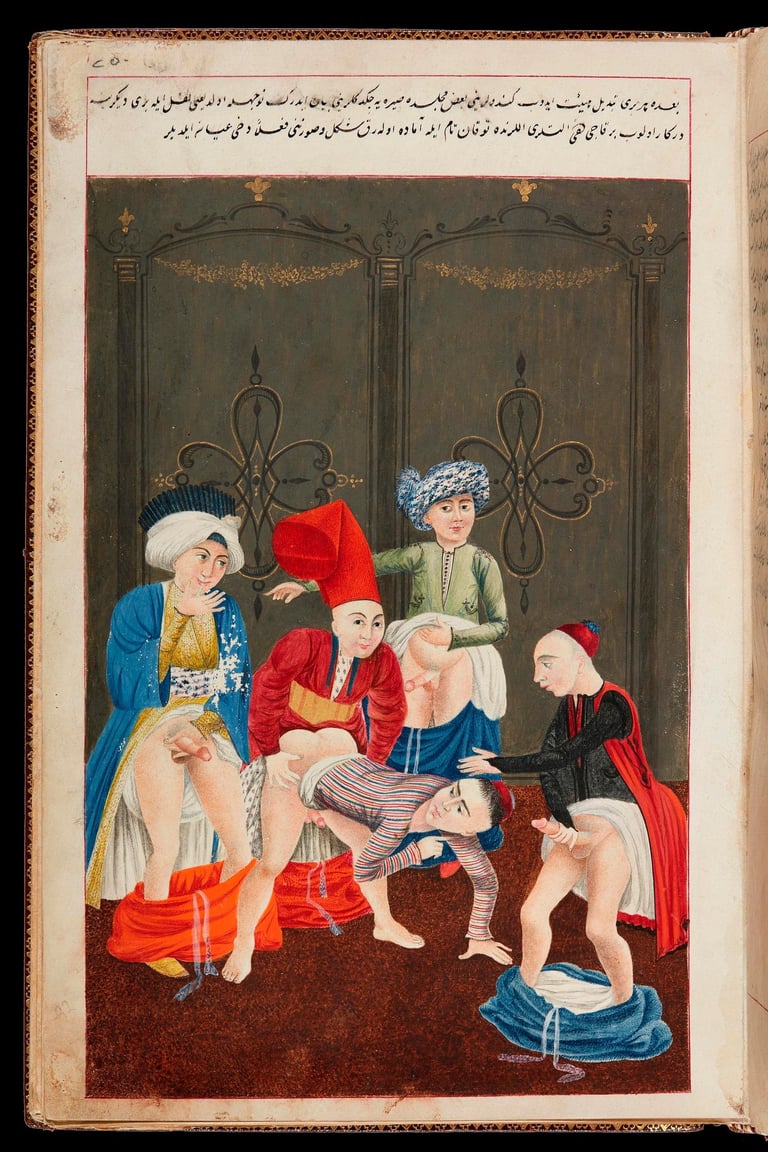 Fol. 128r, “Courtiers Amusing Themselves”