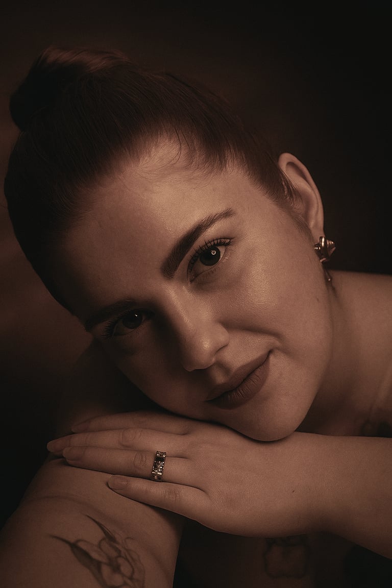 Elegantes Porträt von mir in gold braun ton