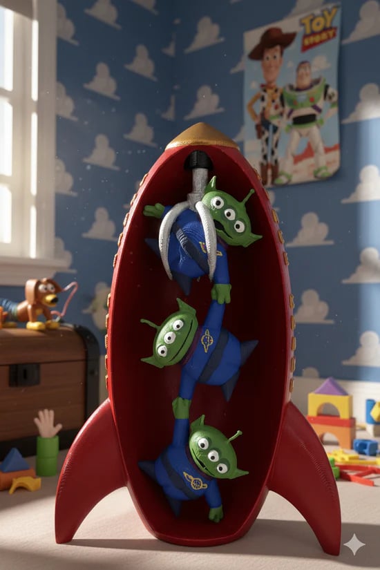 Toy story Disney aliens in rocket claw machine figurine