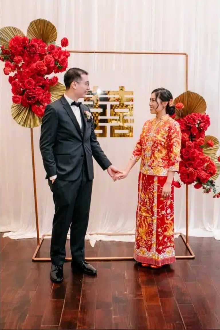 Chinese tea ceremony with a beautiful couple