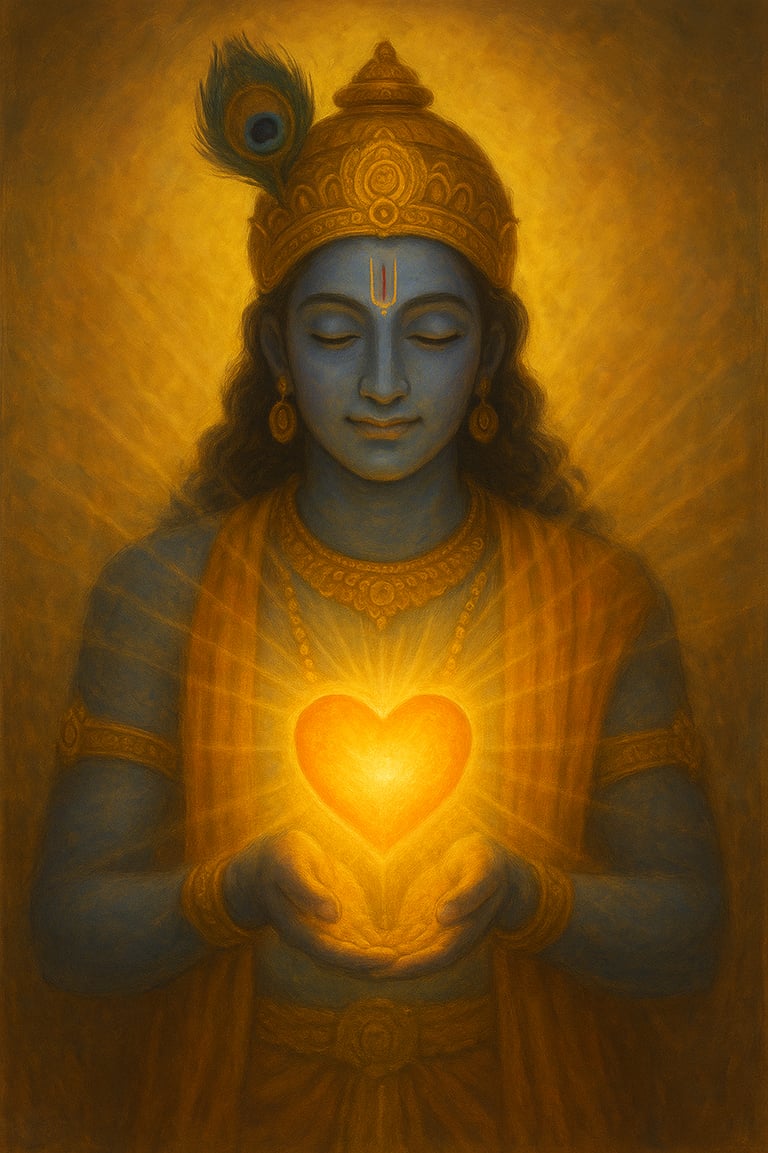 a painting of a man holding a heart shaped object