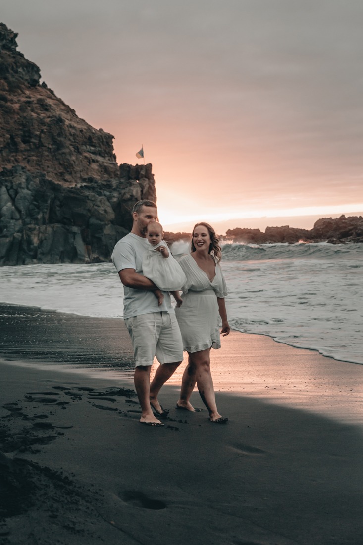 fotografía de familia al atardecer