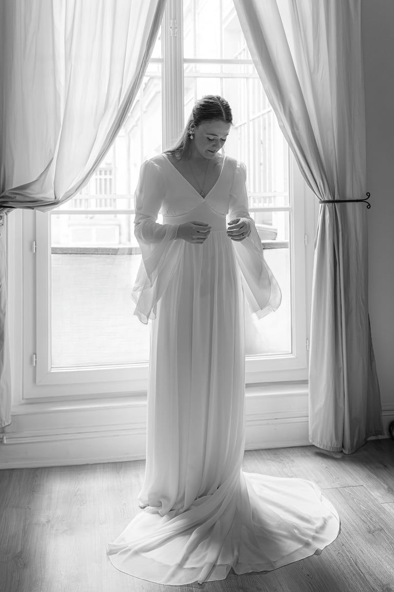 Essayage robe de mariée Blanc Muguet