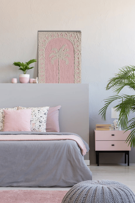 Textured art of pastel pink palm tree